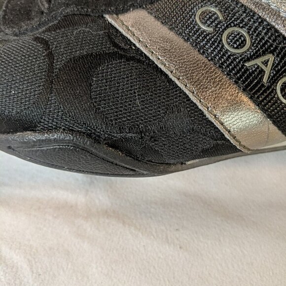 Coach Jayme Black Sneakers Shoes Q582 Womens US 8.5 Black Silver Monogram Tennis - Picture 11 of 12